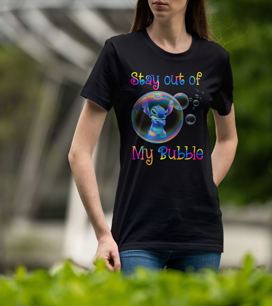 Stay Out Of My Bubble Stitch Rainbow Bubbles T-Shirt