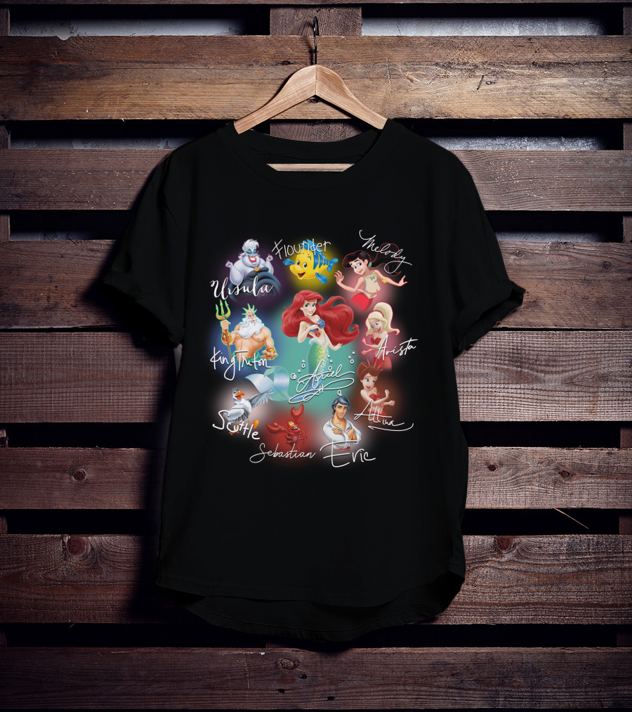 Ariel Signature Ursula Flounder Melody King Triton Sebastian Scuttle Eric Attina Arista T-Shirt