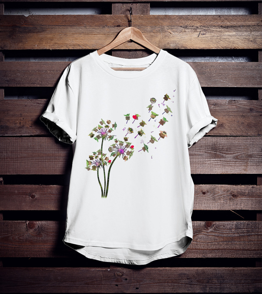 Baby Yoda Dandelion Grogu Star Wars Cute Whimsical Nature T-Shirt