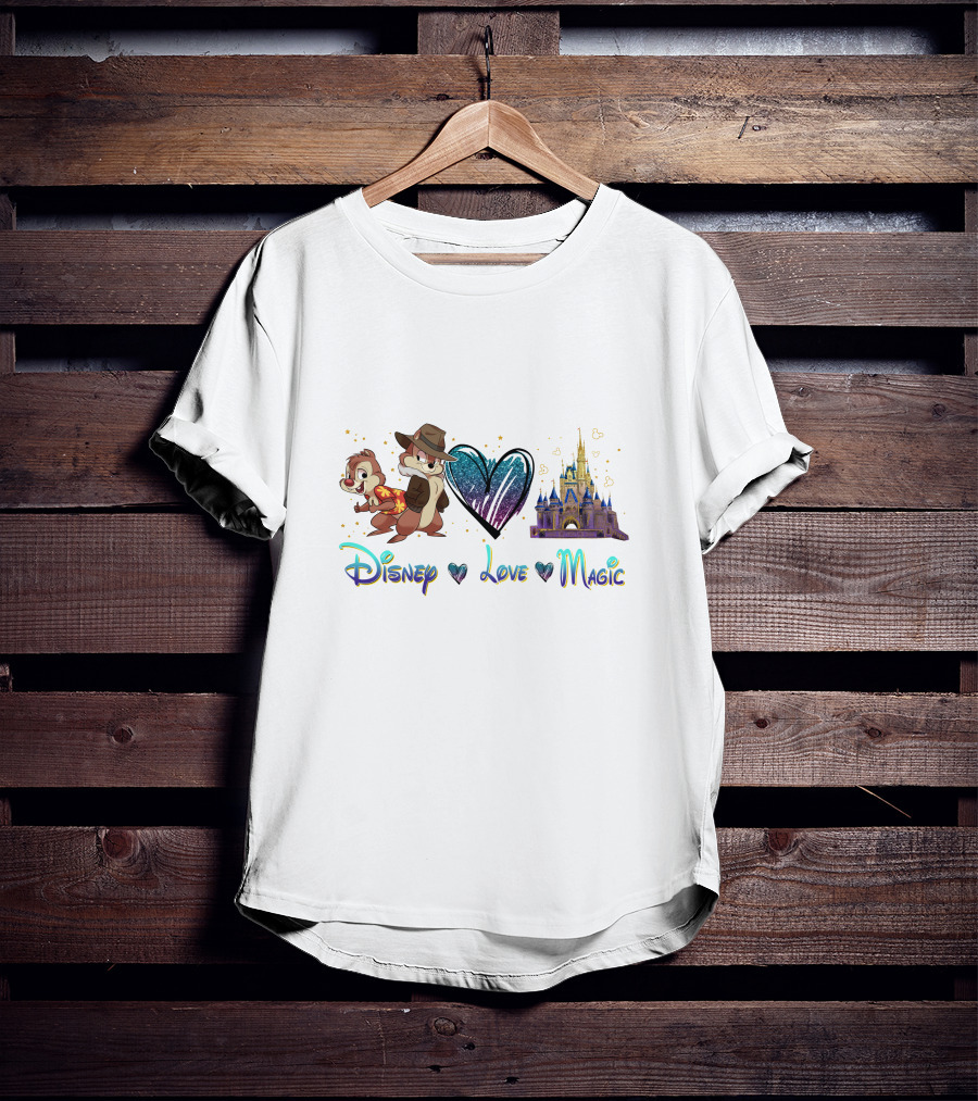 Disney Chip N Dale Love Magic Castle Heart T-Shirt