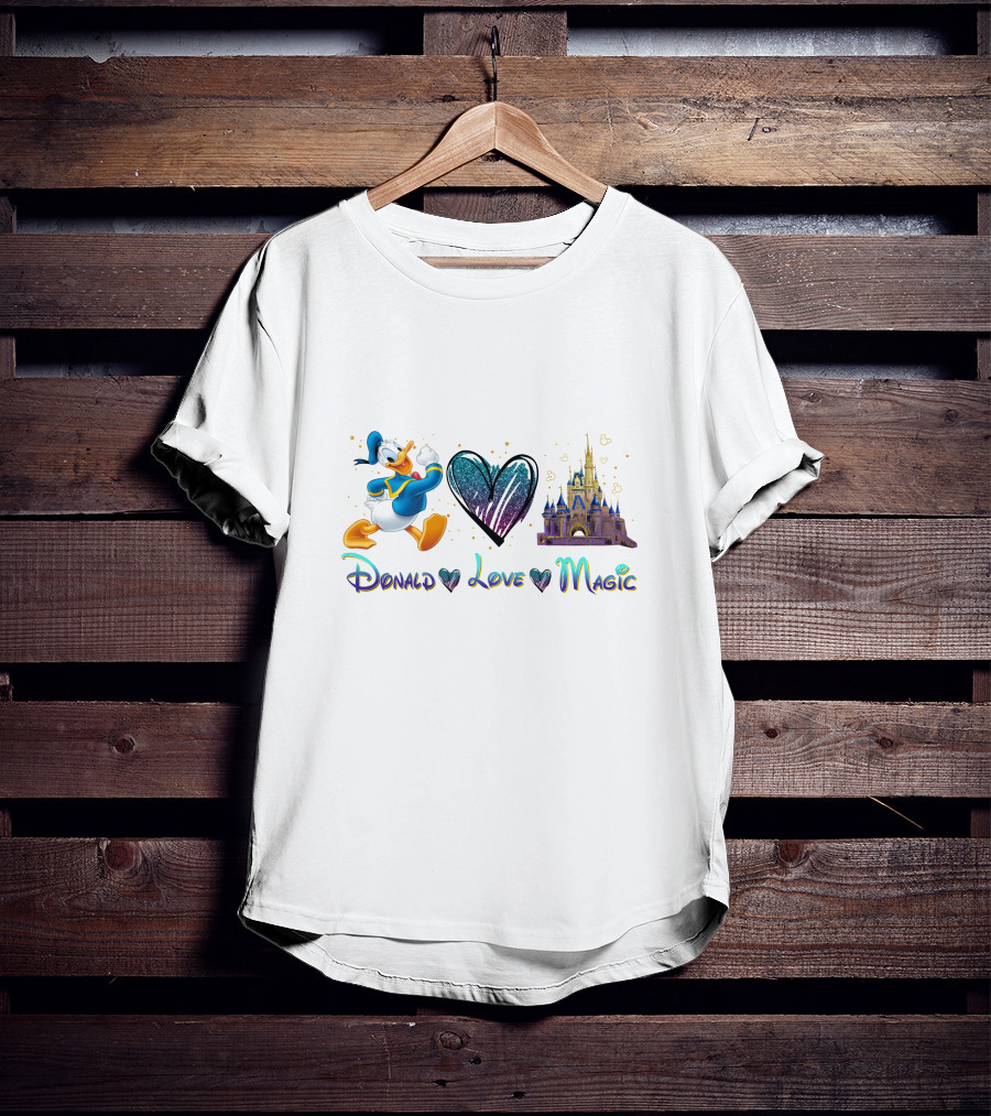 Donald Love Magic Disney Castle And Duck Heart T-Shirt