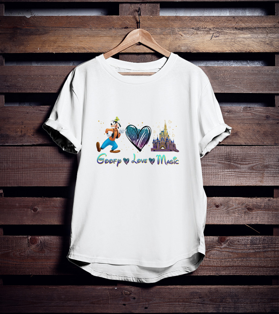 Goofy Love Magic Heart Castle Disney T-Shirt