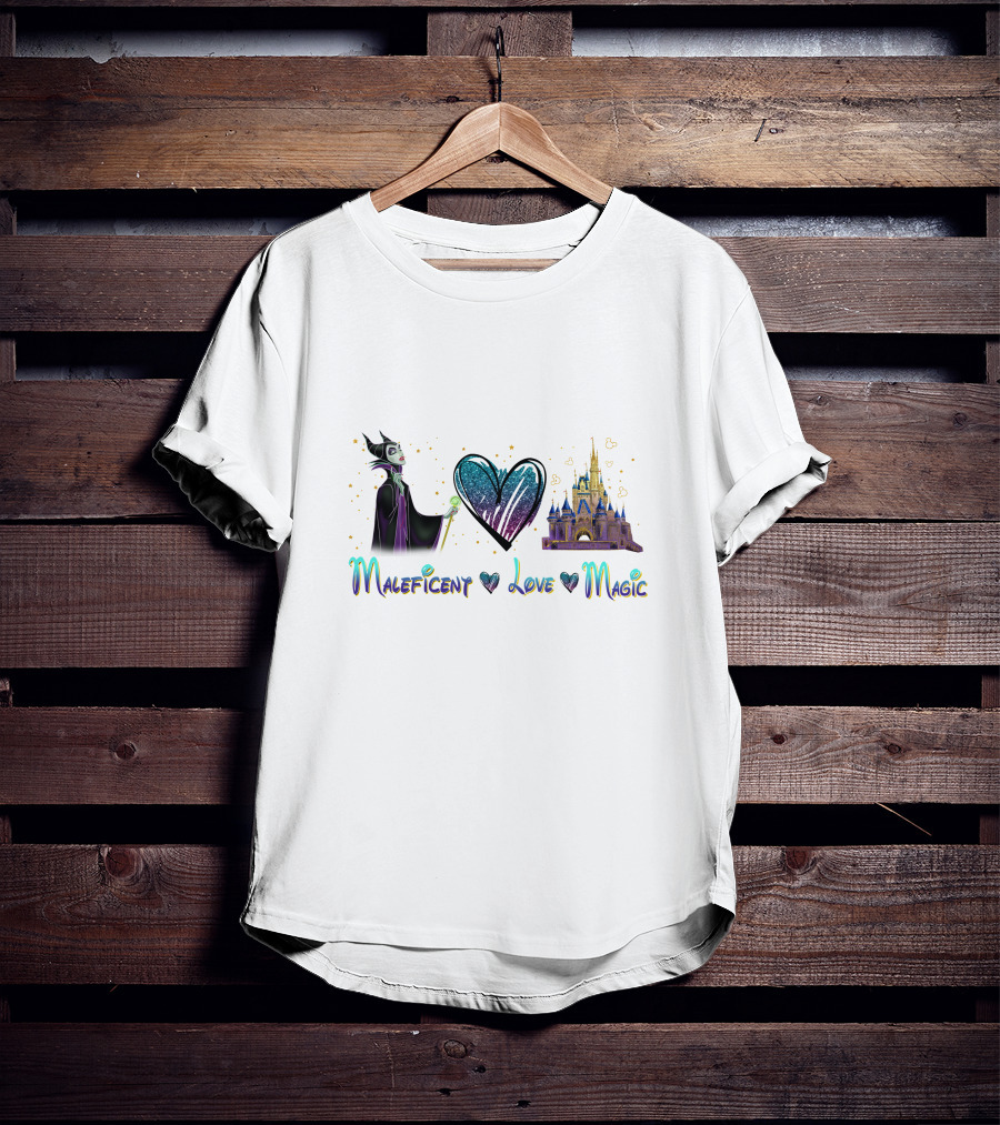 Maleficent Love Magic Heart Castle T-Shirt