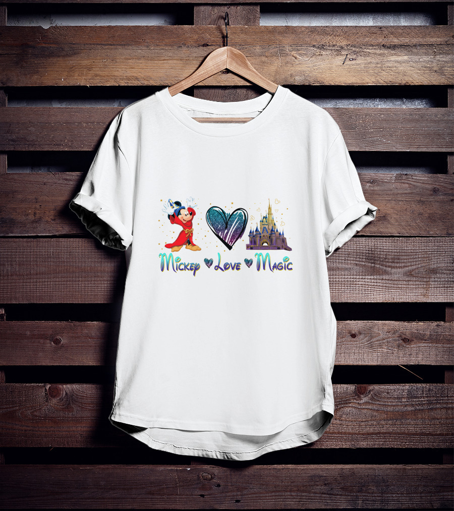 Mickey Love Magic Sorcerer Heart Castle T-Shirt