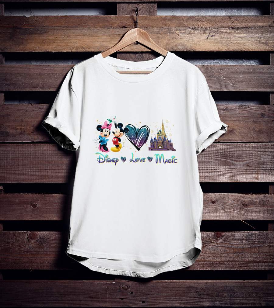 Disney Love Magic Mickey Minnie Castle T-Shirt