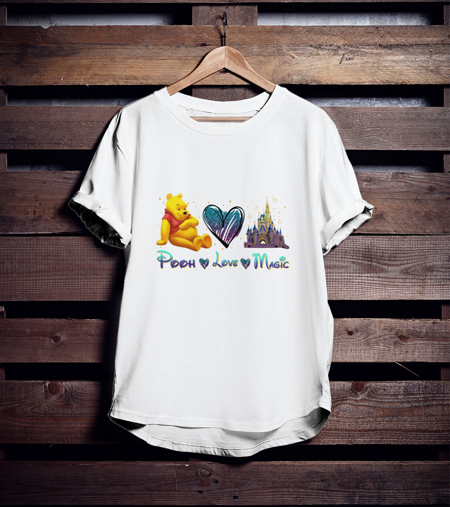 Pooh Love Magic Heart Castle Fantasy T-Shirt