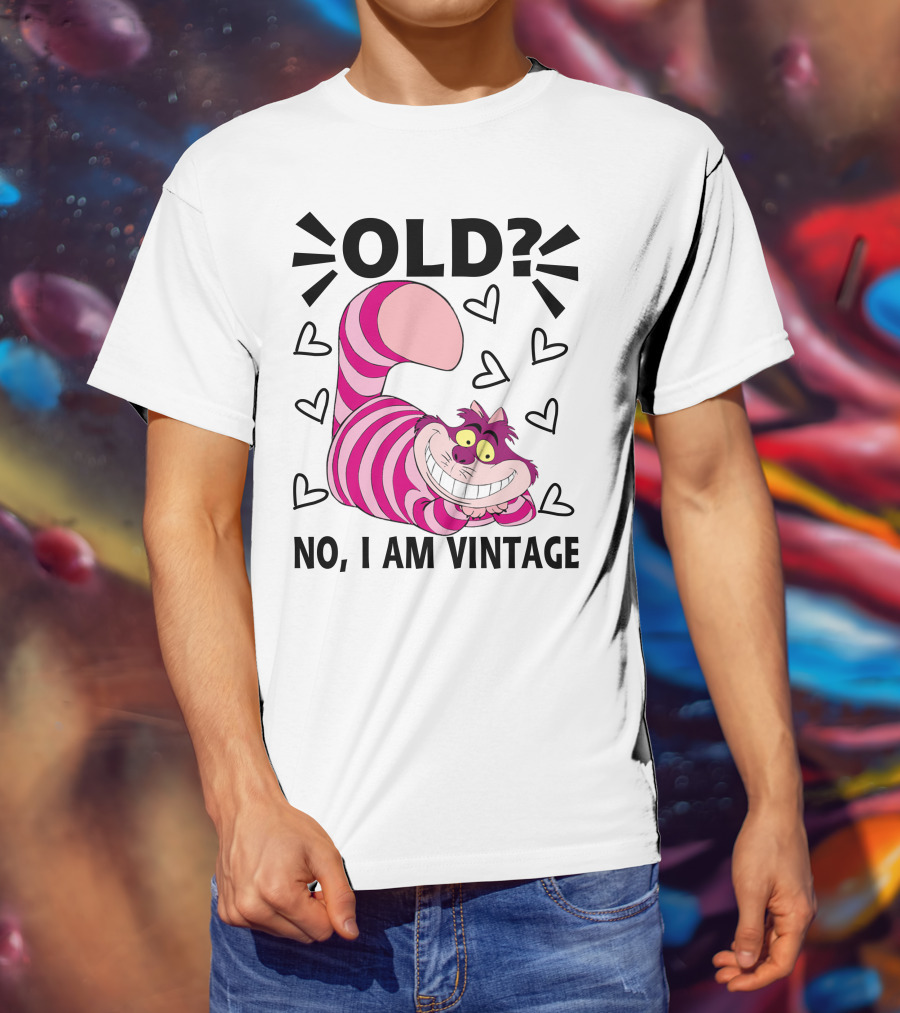 OLD NO I AM VINTAGE Cheshire Cat Hearts T-Shirt