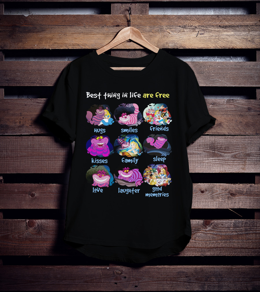 Best Thing In Life Are Free Hugs Smiles Friends Kisses Family Sleep Love Laughter Good Memories T-Shirt