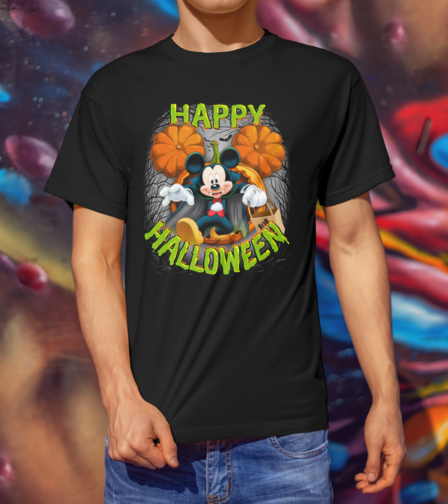 Happy Halloween Mickey Pumpkin Trick-or-Treating T-Shirt
