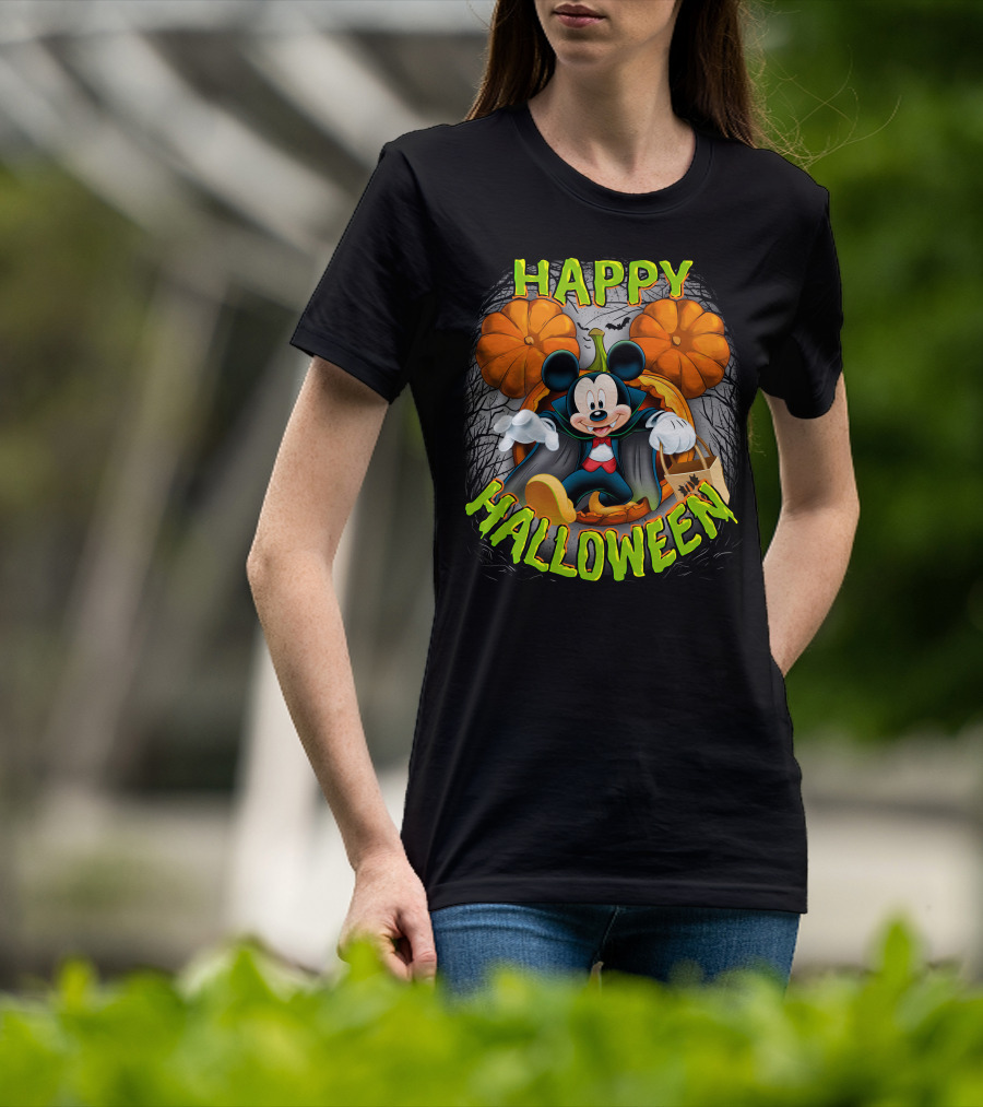 Happy Halloween Mickey Pumpkin Trick-or-Treating T-Shirt