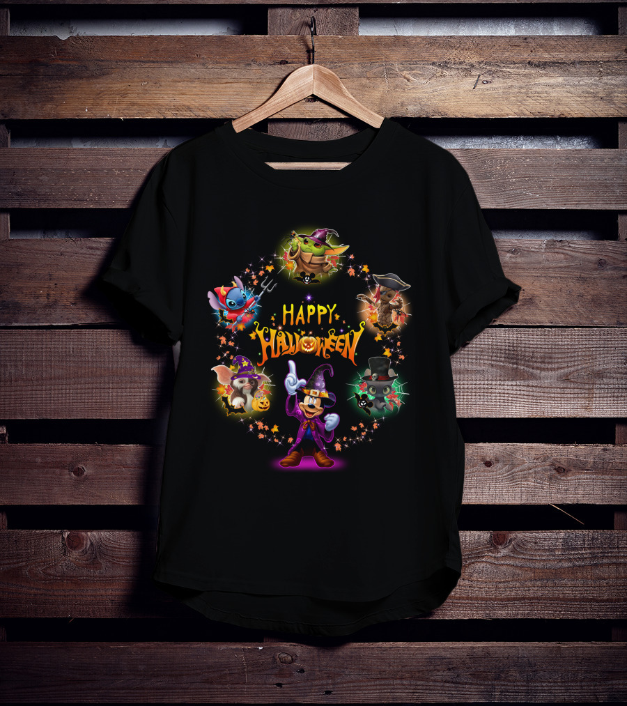 Happy Halloween Baby Yoda Friends Disney Characters T-Shirt