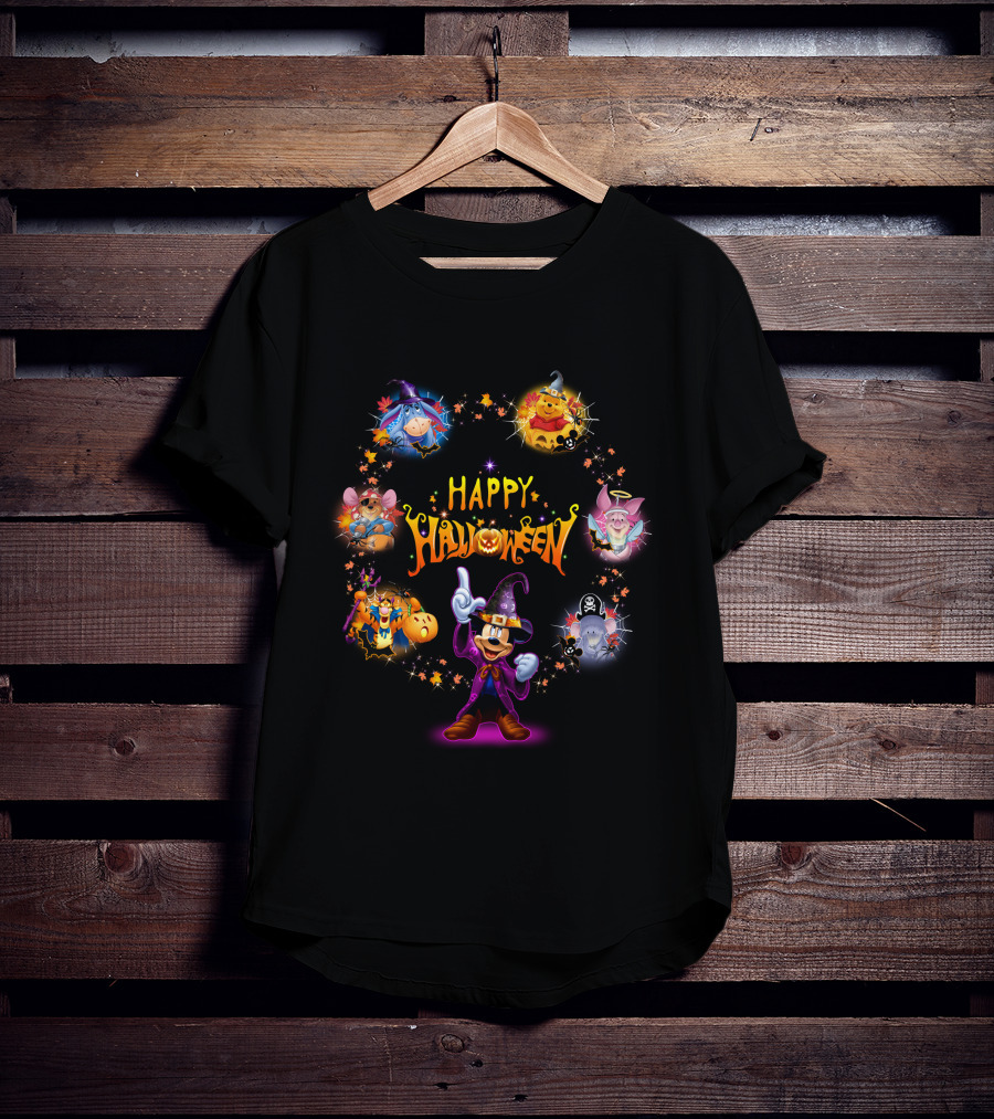 Happy Halloween Winnie The Pooh Disney Characters Magic Circle T-Shirt