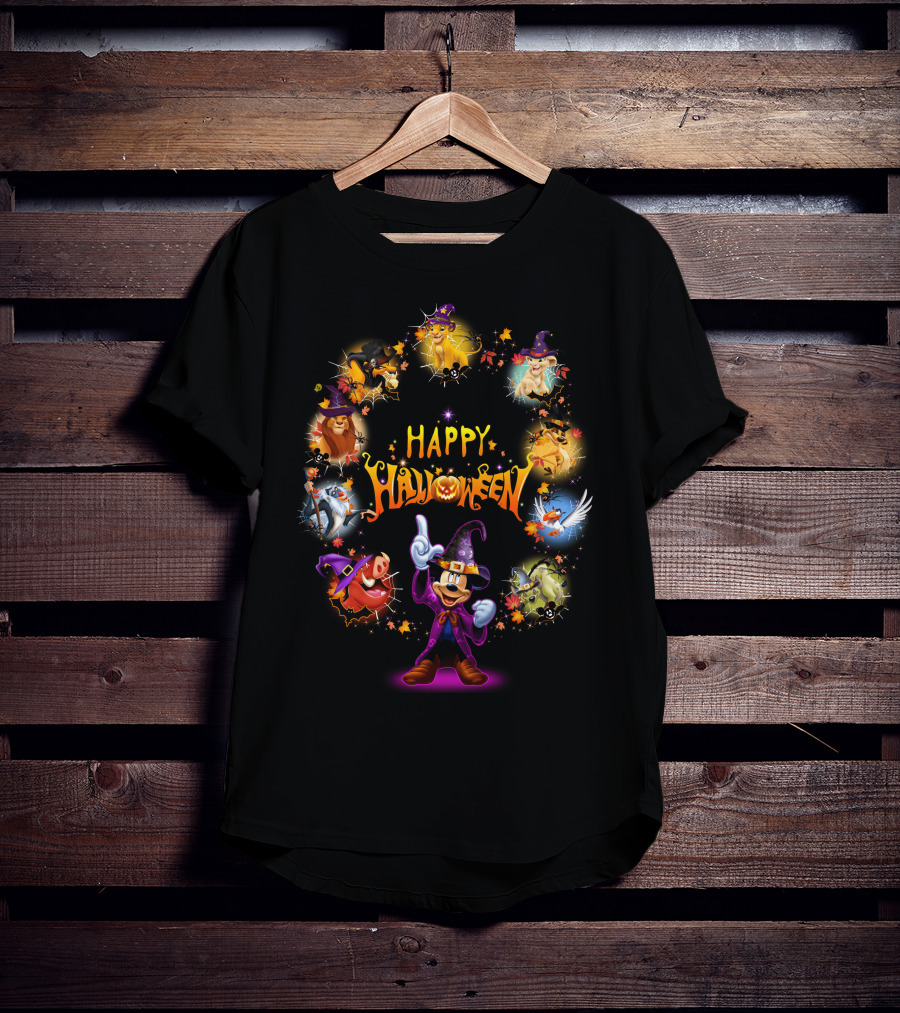 Happy Halloween Lion King Disney Characters Magic Circle T-Shirt