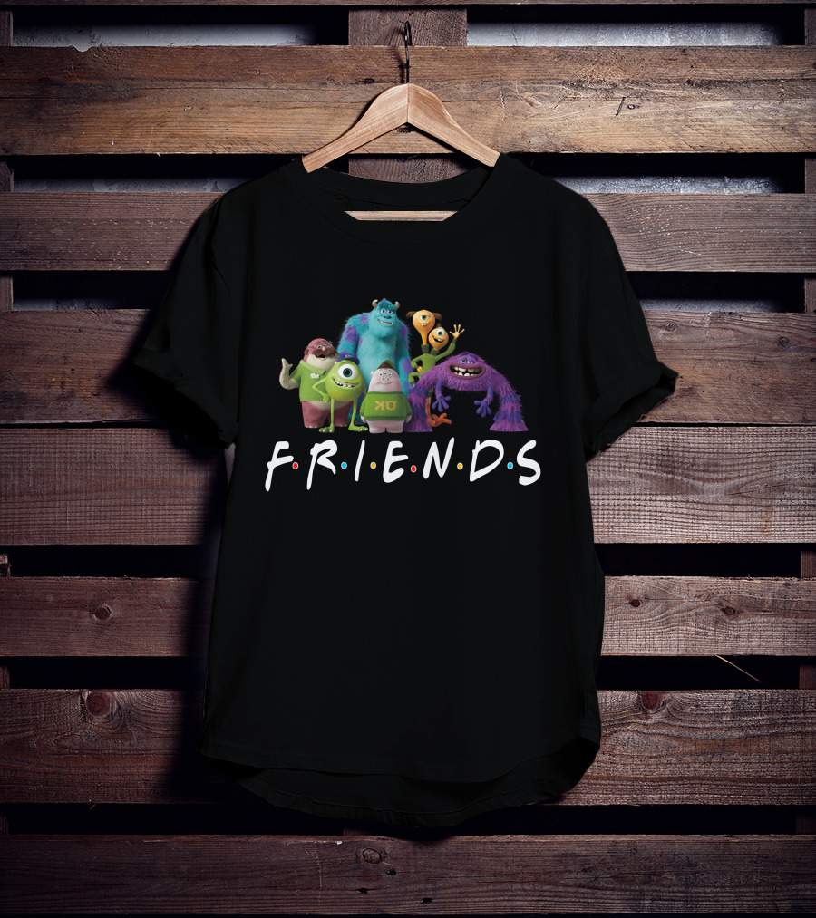 Monsters University Characters With Friends Television Show Style Letters T-Shirt