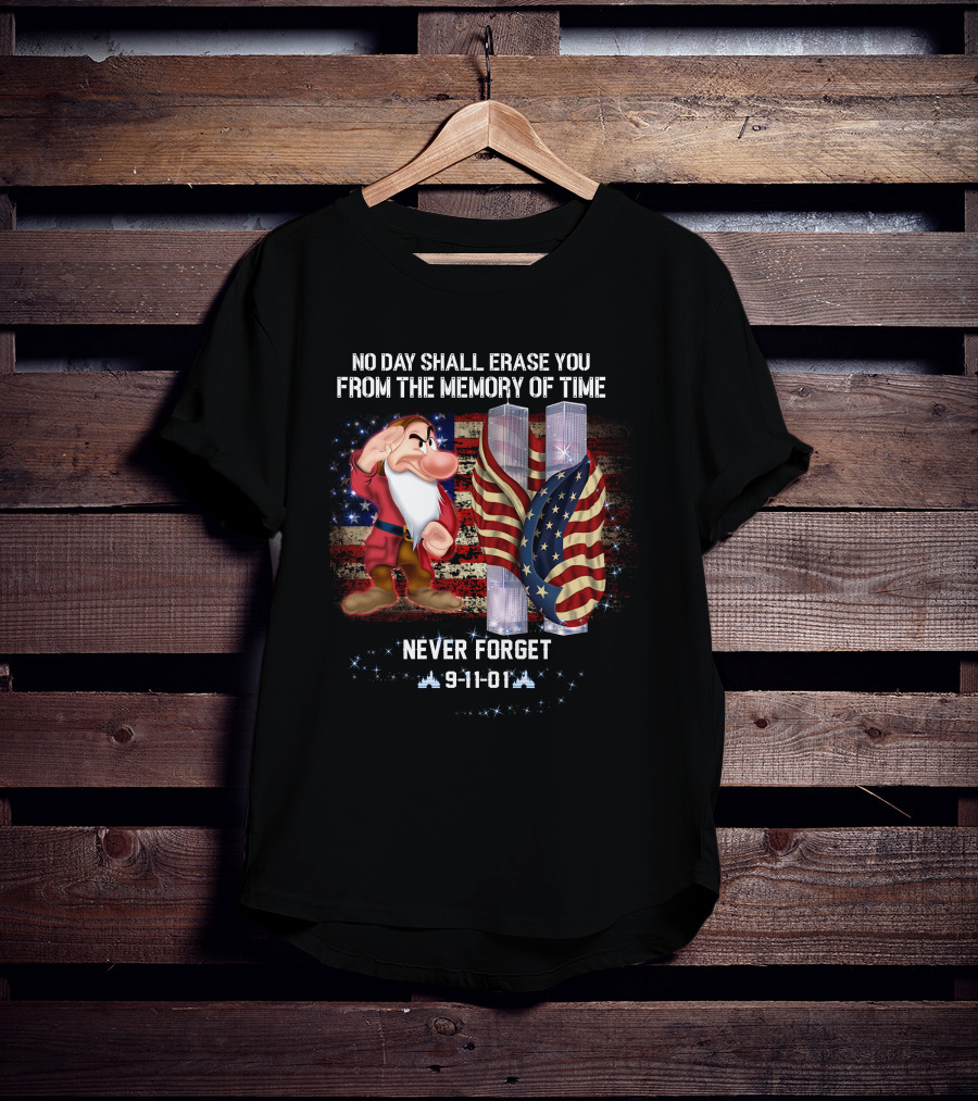 Grumpy Patriot Day Never Forget 9-11-01 Twin Towers American Flag T-Shirt