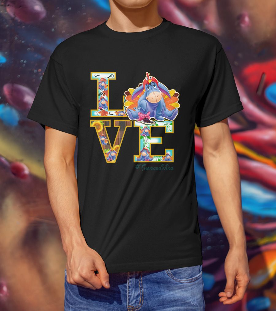 Eeyore Thanksgiving Love Autumn Leaves Sunflowers Turkey Hat T-Shirt