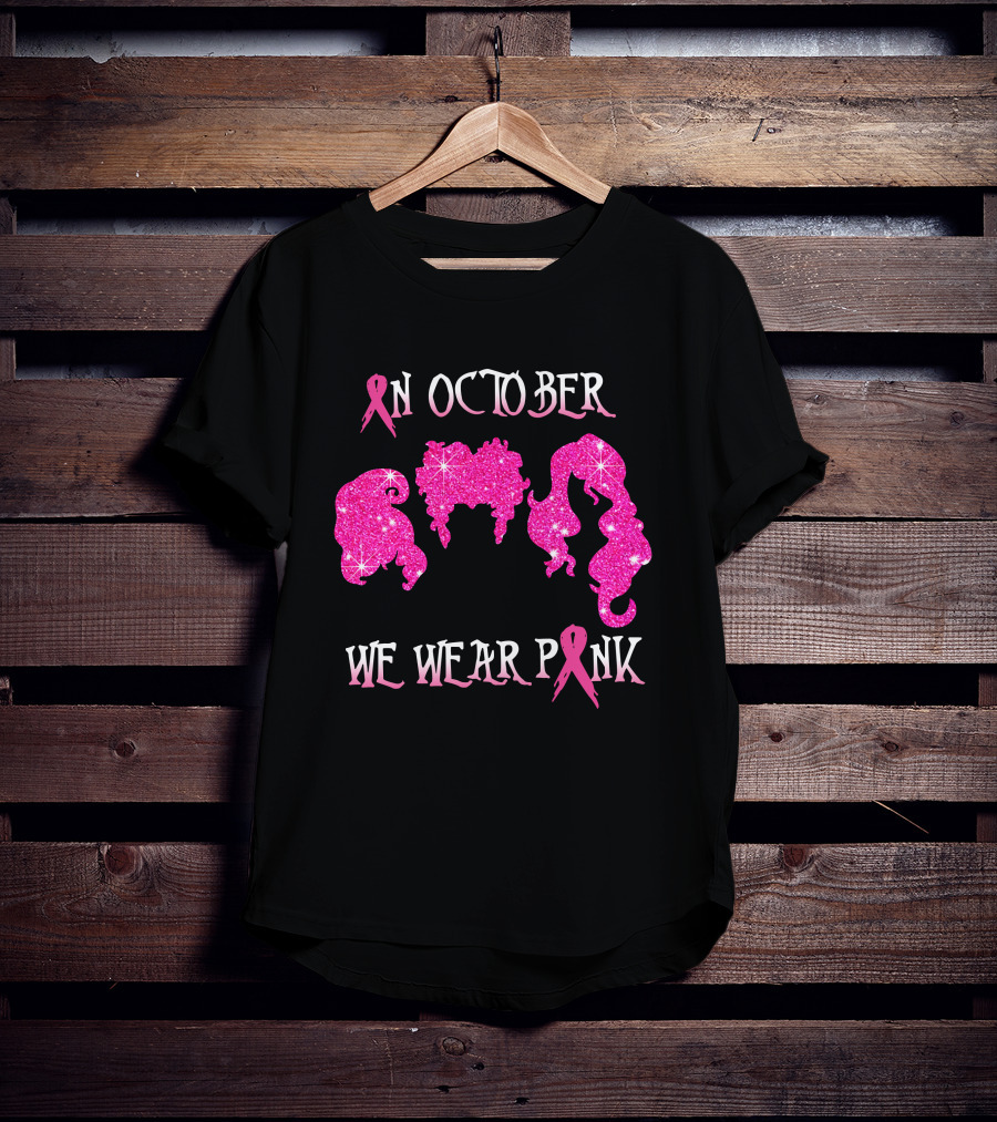 In October We Wear Pink Glitter Hair Ribbons T-Shirt