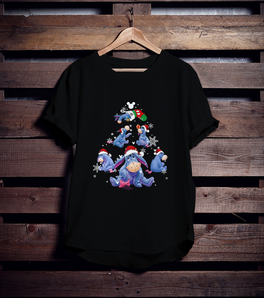 Eeyore Santa Hat Christmas Snowflakes Disney Holiday Magic T-Shirt