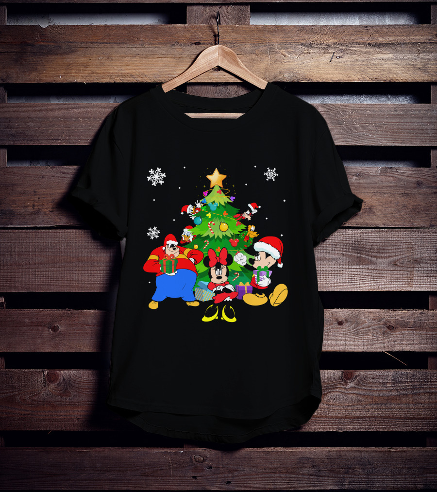 MK And Friends Christmas Tree Holiday Celebration With Gifts And Snowflakes T-Shirt