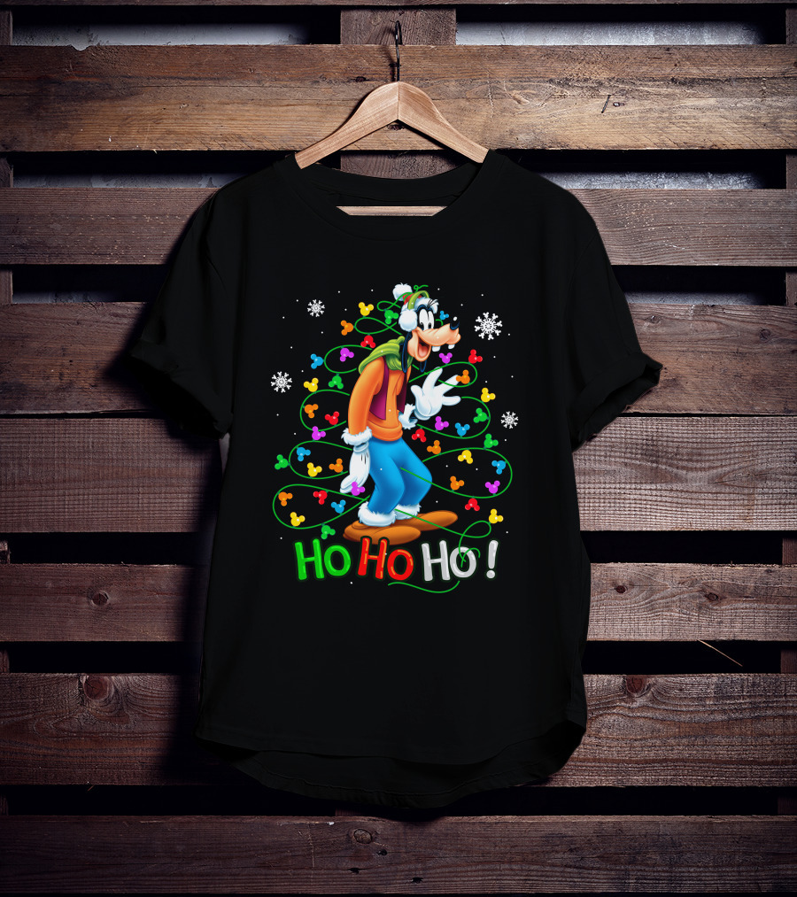 Goofy Ho Ho Ho Christmas Lights Fun Snowflakes T-Shirt
