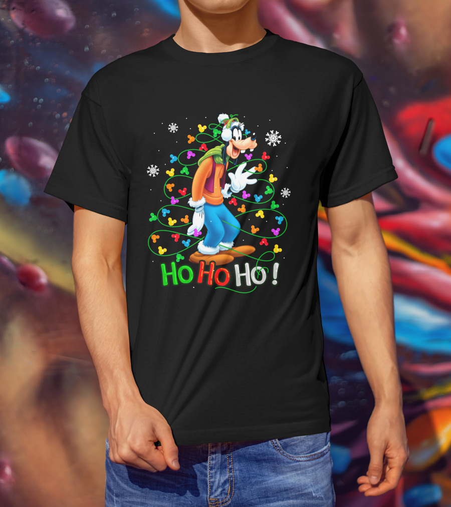 Goofy Ho Ho Ho Christmas Lights Fun Snowflakes T-Shirt