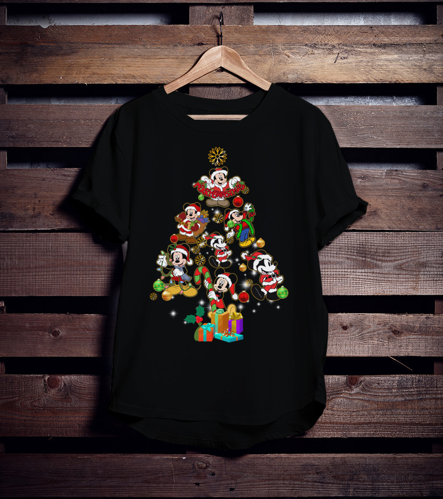 MK Christmas Tree Mickey Characters Holiday T-Shirt