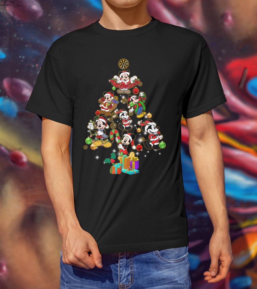 MK Christmas Tree Mickey Characters Holiday T-Shirt