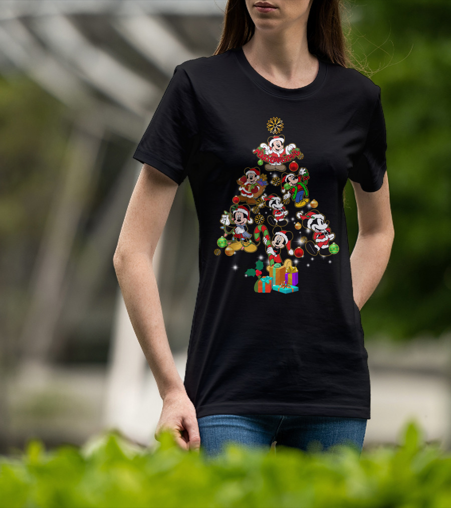 MK Christmas Tree Mickey Characters Holiday T-Shirt