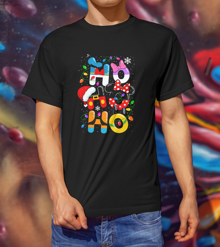 MK HHH Christmas Disney Characters Holiday Ho Ho Ho T-Shirt