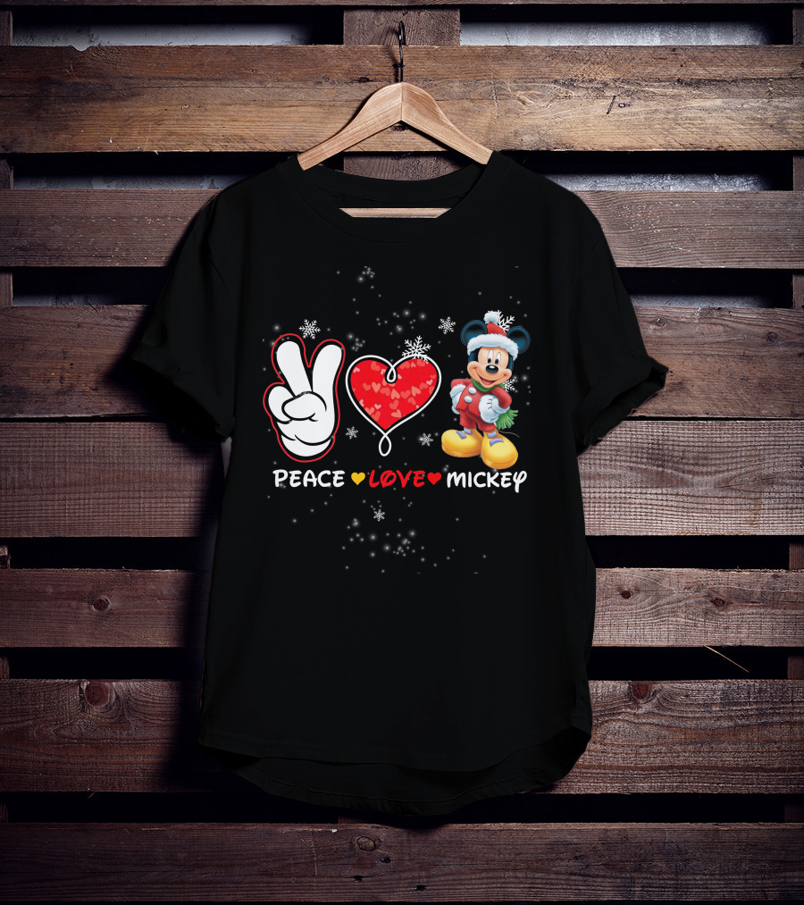 Peace Love Mickey Christmas T-Shirt