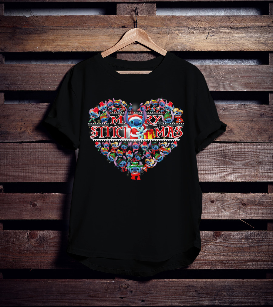 Merry Stitchmas Heart Christmas T-Shirt
