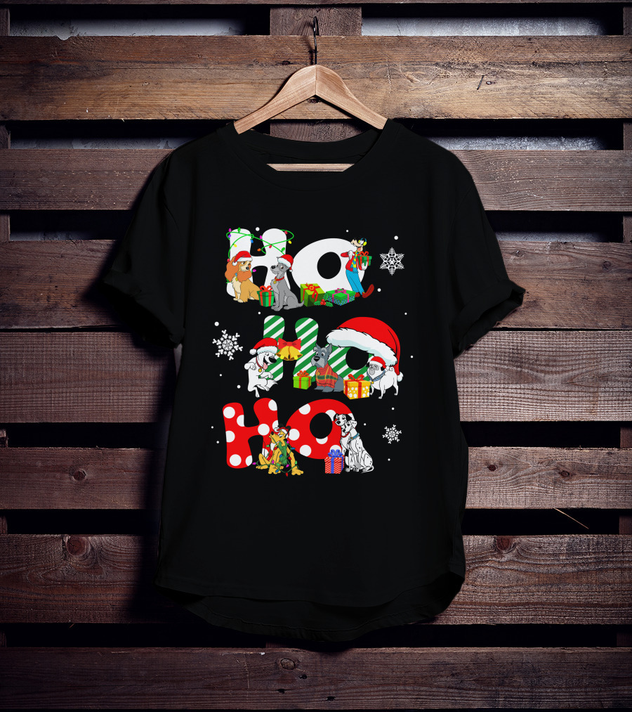 Disney Dog Christmas Ho Ho Ho Characters Holiday Cheer T-Shirt