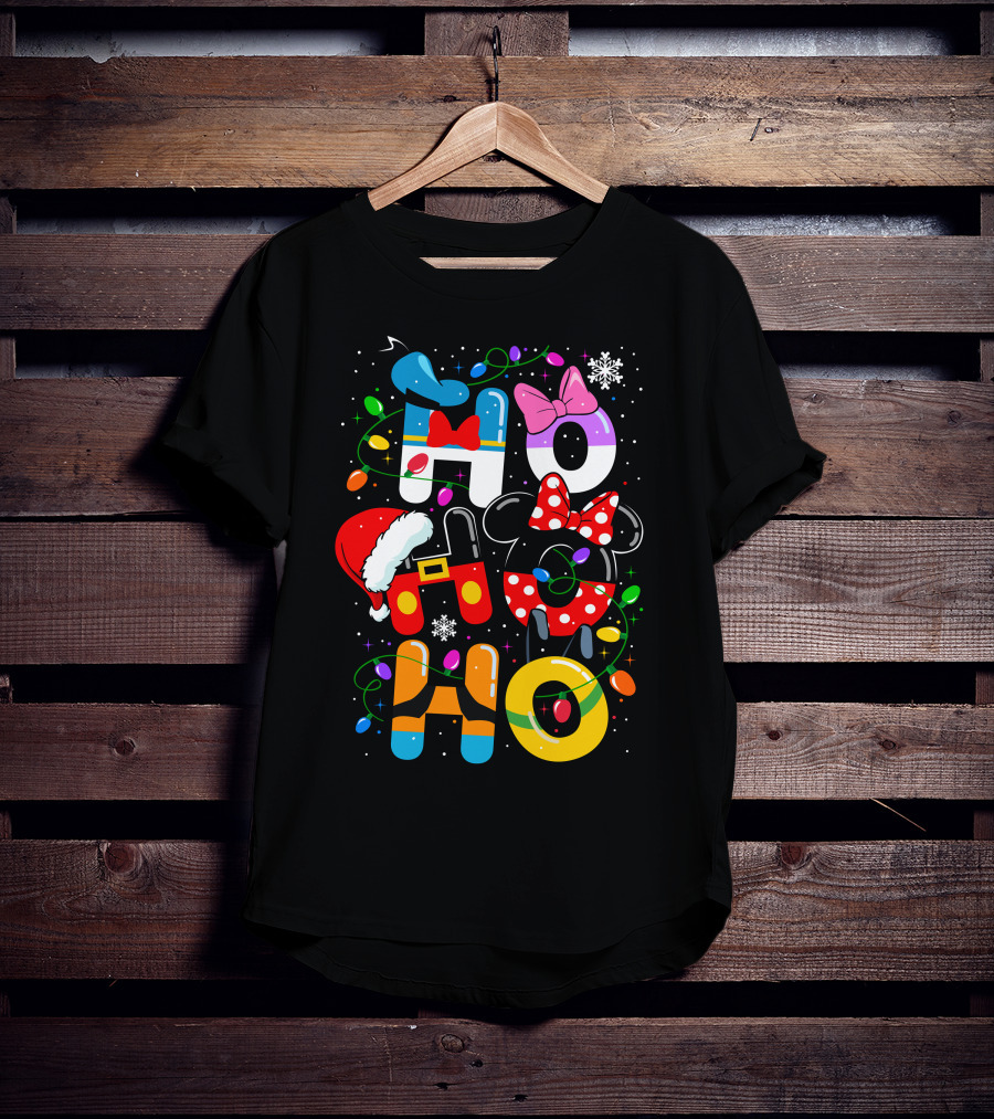 Disney Hohoho Christmas Lights Mickey Minnie Decorations T-Shirt