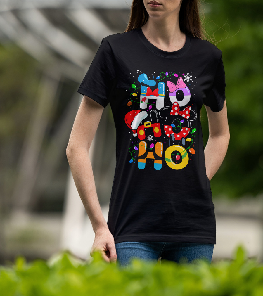 Disney Hohoho Christmas Lights Mickey Minnie Decorations T-Shirt