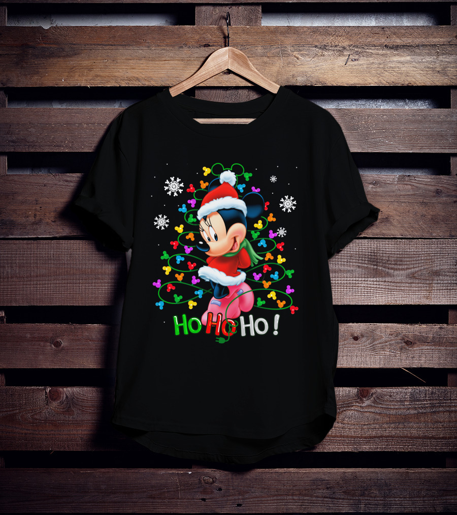 Minnie Mouse Ho Ho Ho Christmas Lights T-Shirt