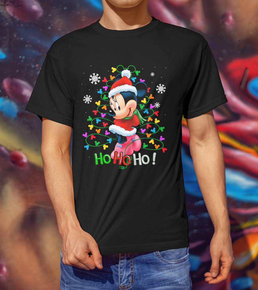Minnie Mouse Ho Ho Ho Christmas Lights T-Shirt