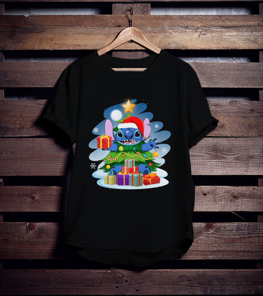 Stitch Christmas Tree Presents Holiday Cheer T-Shirt