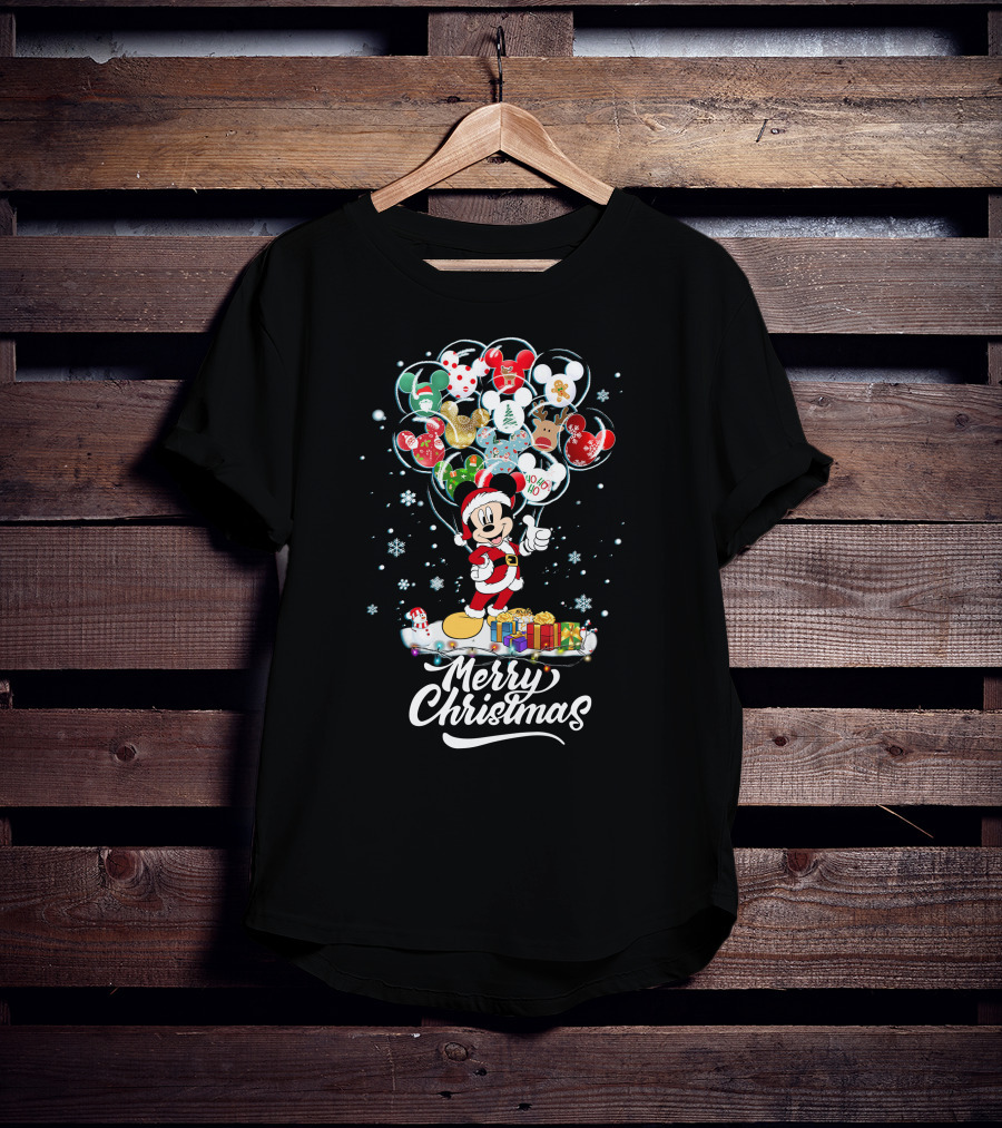 Mickey Christmas Balloons Holiday T-Shirt