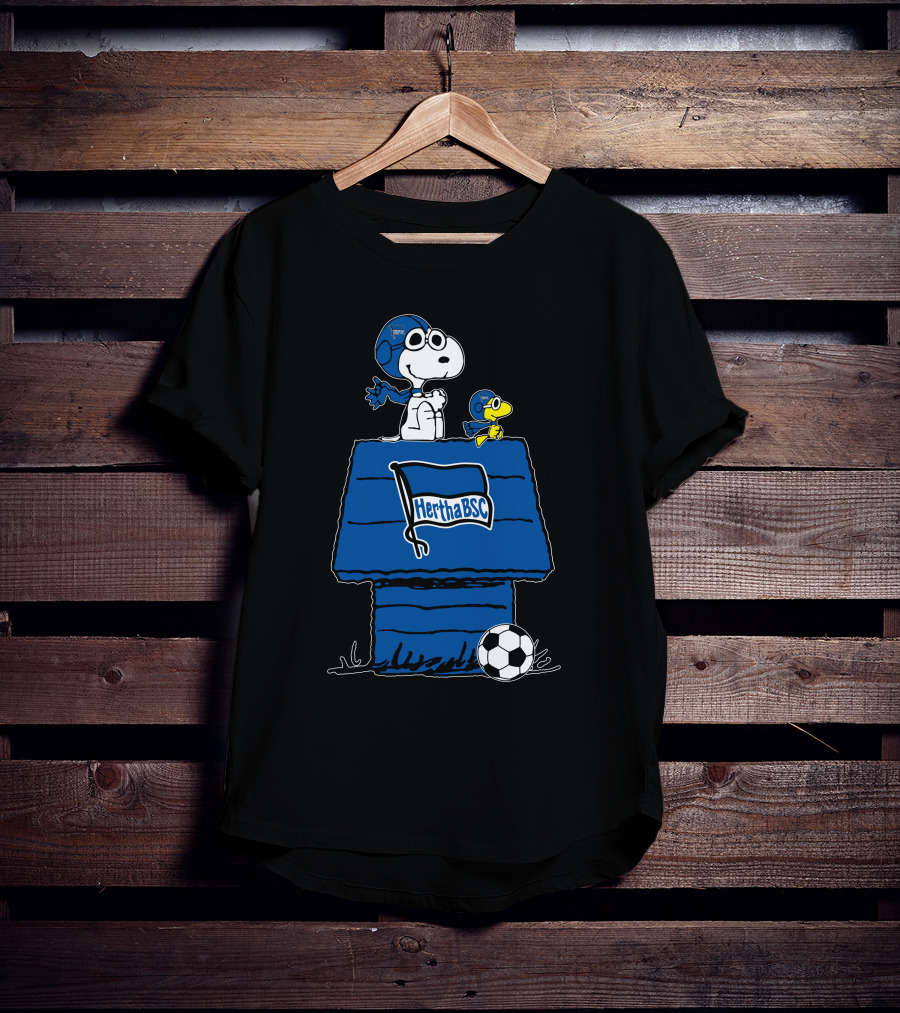 Hertha BSC Snoopy And Woodstock Doghouse Soccer T-Shirt