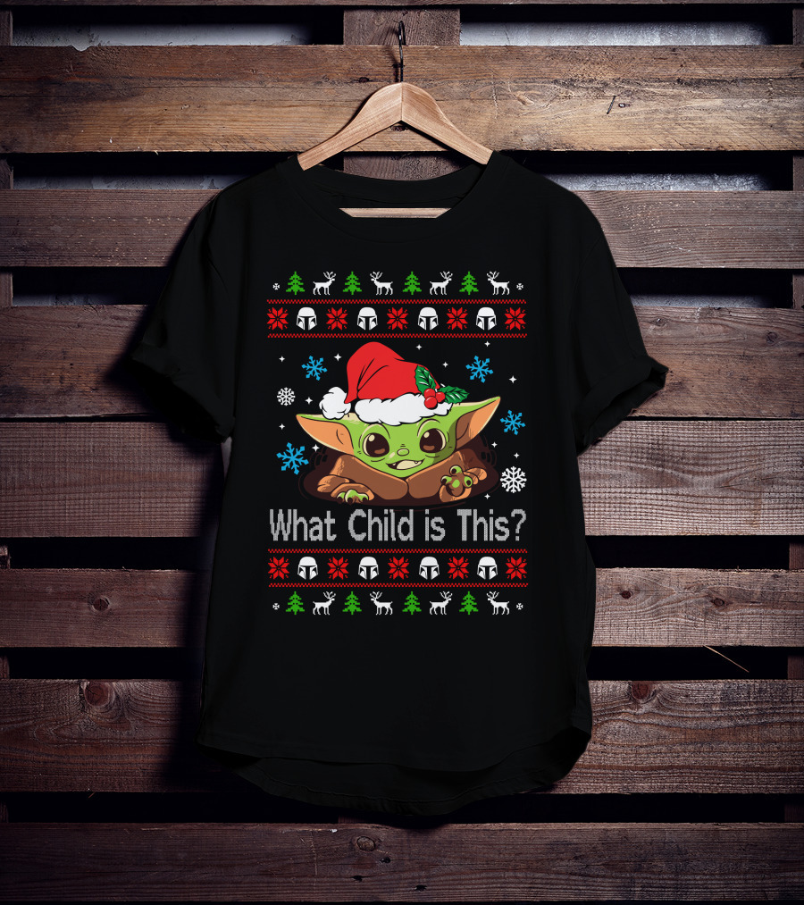 Baby Yoda What Child Is This Christmas T-Shirt