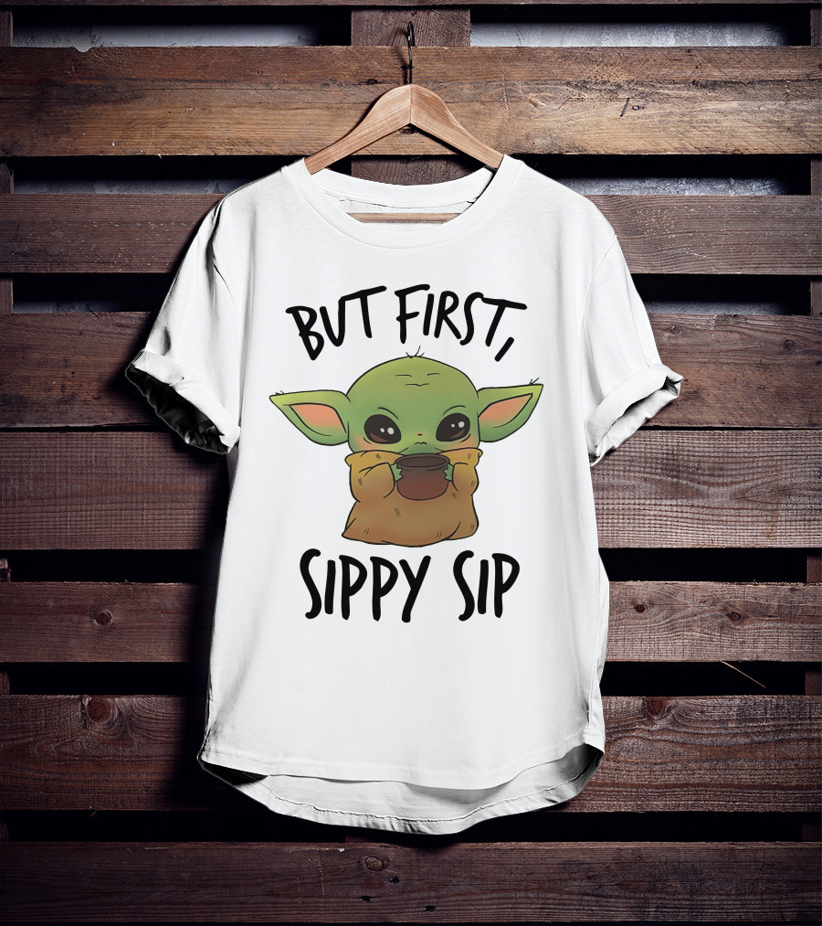 But First Sippy Sip Baby Yoda Cute Mandalorian Moment T-Shirt