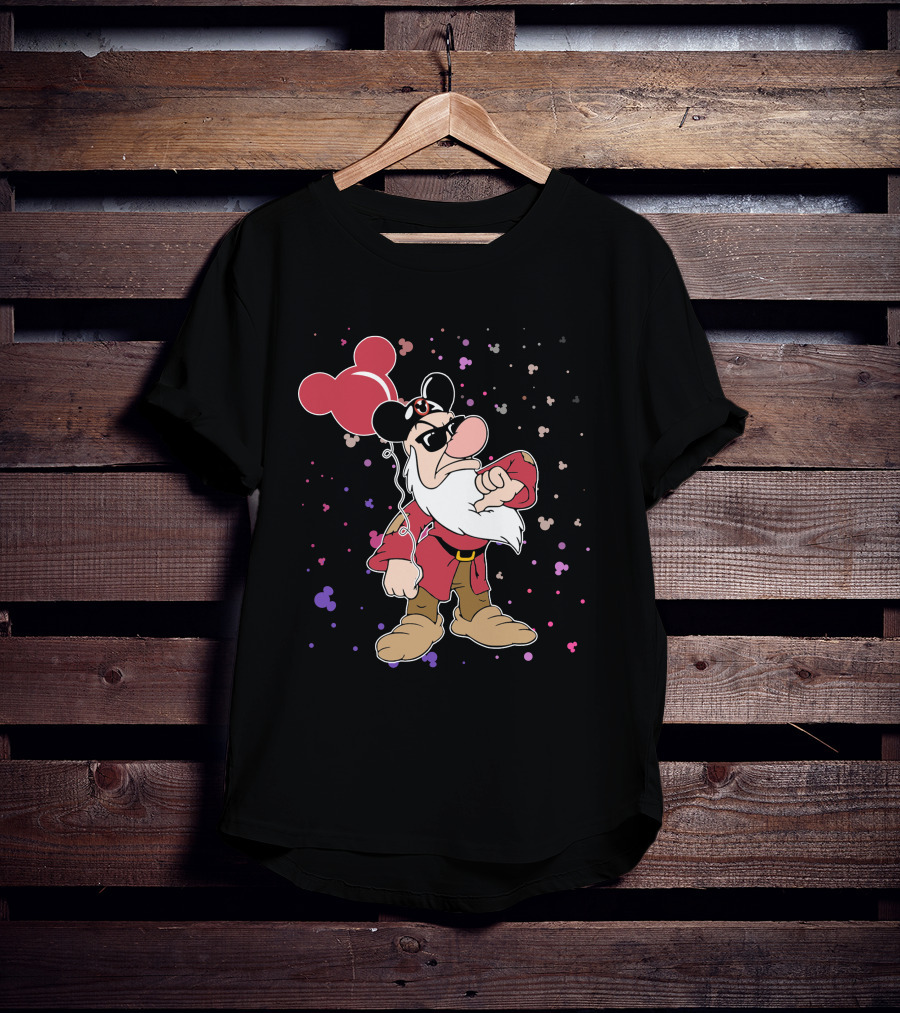 Grumpy With Mouse Ears Balloon And Confetti T-Shirt