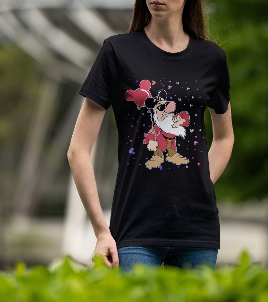 Grumpy With Mouse Ears Balloon And Confetti T-Shirt