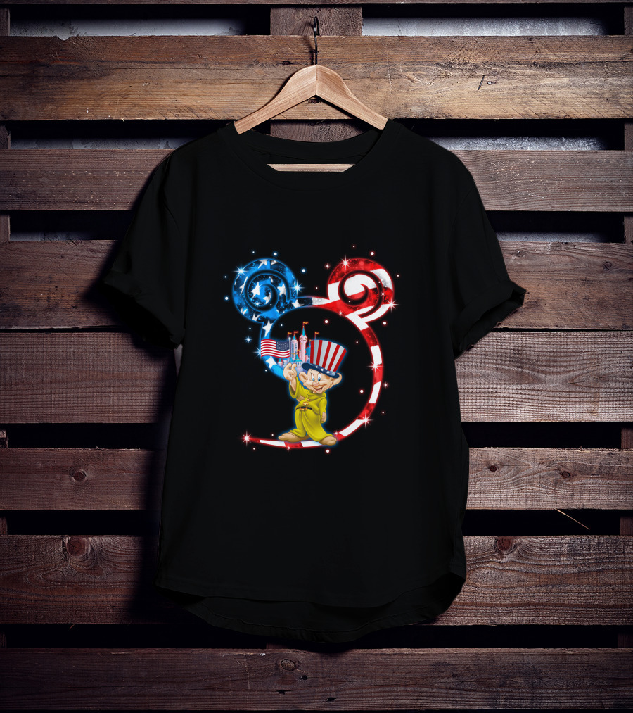 Dopey Patriotic Mickey Ears With American Flag And Hat T-Shirt