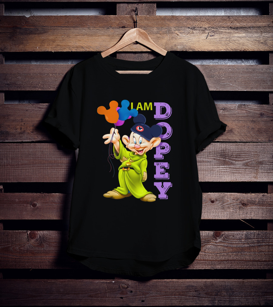 I Am Dopey Disney Character With Mickey Ears And Balloons T-Shirt