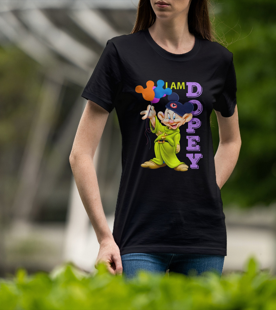 I Am Dopey Disney Character With Mickey Ears And Balloons T-Shirt
