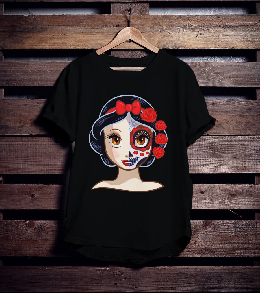 Snow White Sugar Skull Roses T-Shirt