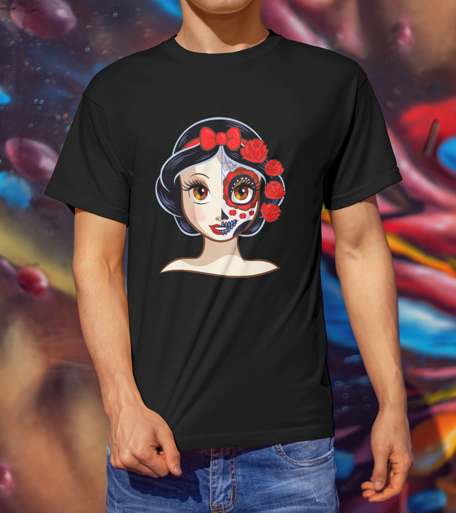Snow White Sugar Skull Roses T-Shirt