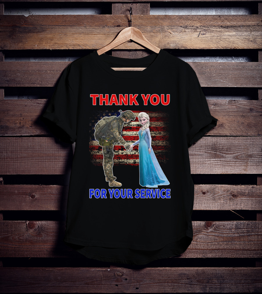 Thank You For Your Service Elsa Soldier American Flag T-Shirt