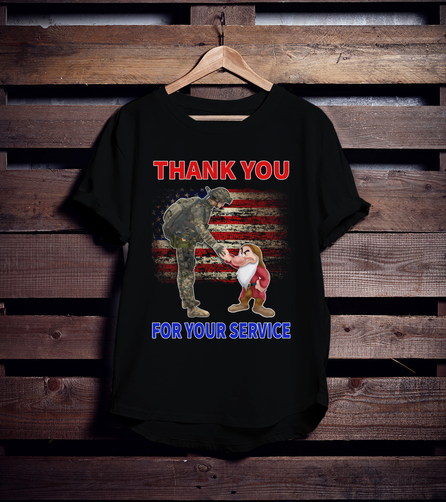 THANK YOU FOR YOUR SERVICE Grumpy Soldier And Patriotic Flag T-Shirt